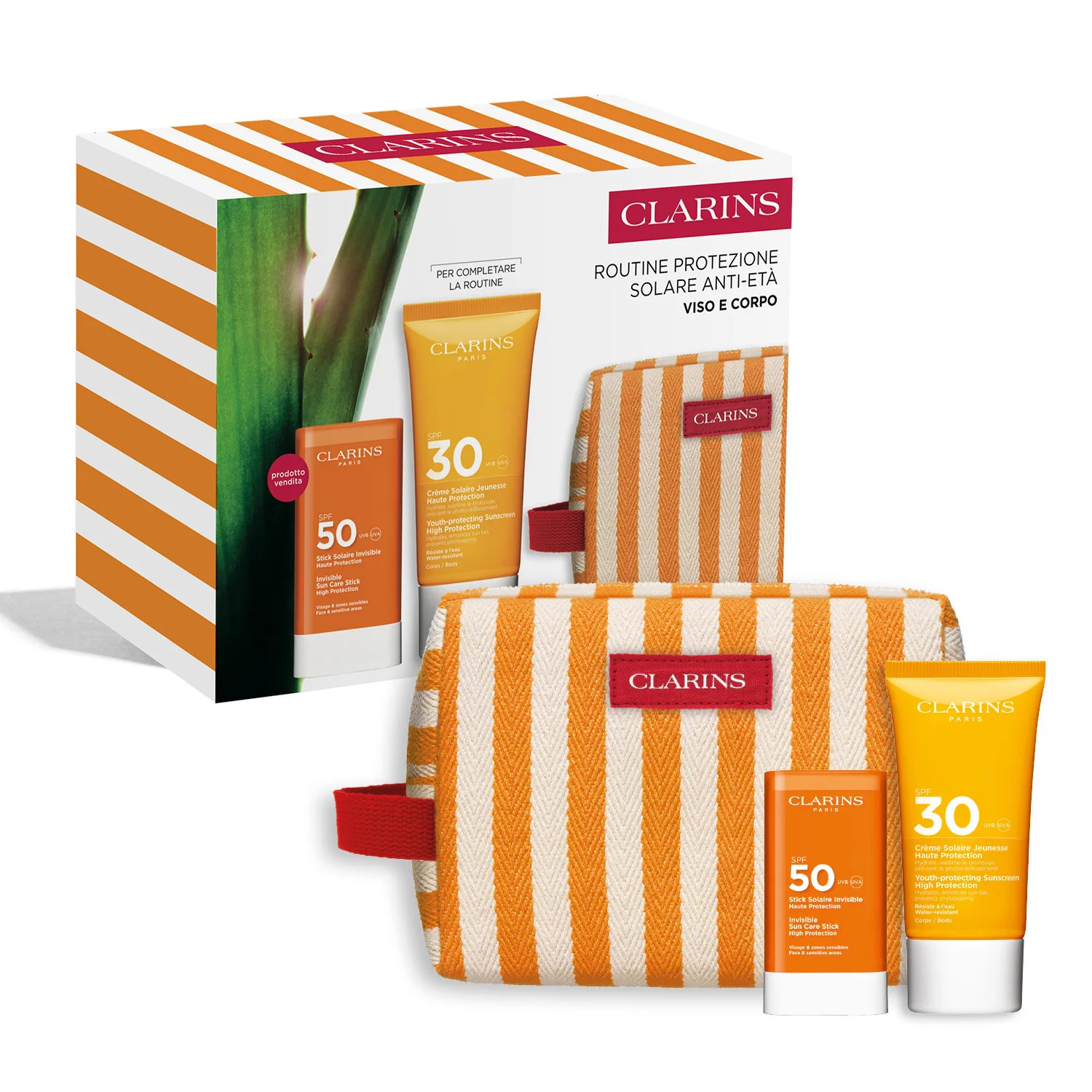 CLARINS Body Cream Spf30+ 75 Ml + Sun Stick Spf50+ + Trousse Set  3 pz - Image 3