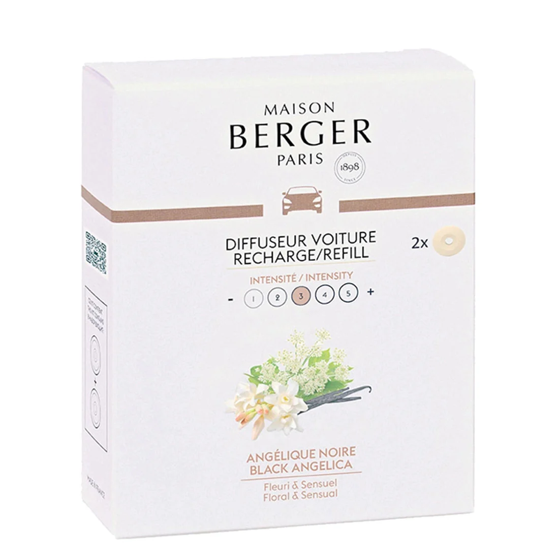 Maison Berger Paris Diffuseur Voiture Recharge Angélique Noire 2x17gr eur Voiture Recharge Angélique Noire