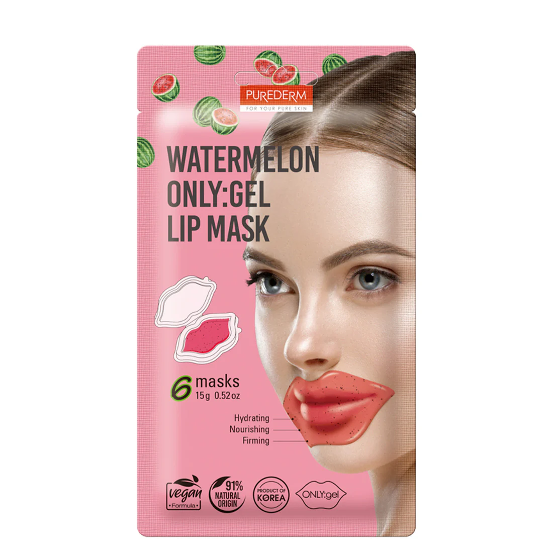 PUREDERM Only Gel Lip Mask Watermelon 6 pz